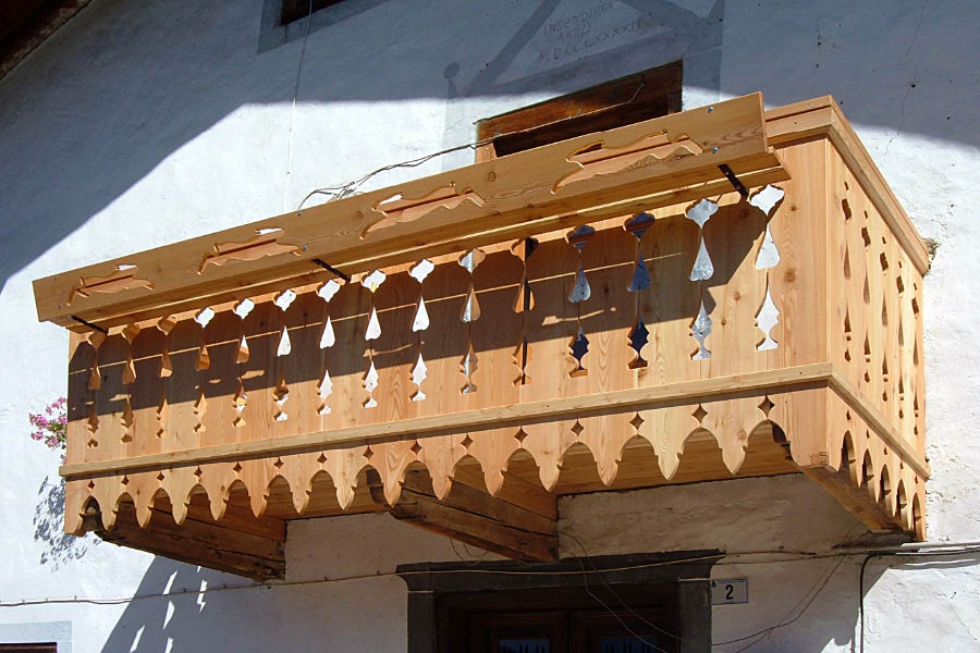 Traditional local style balcony on 17th century house