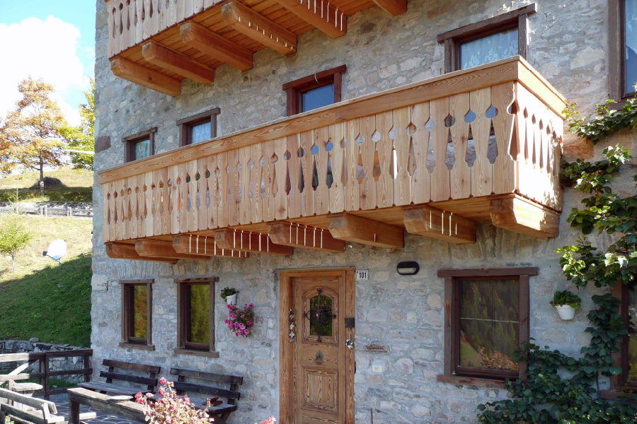 Balconies constructed in larch