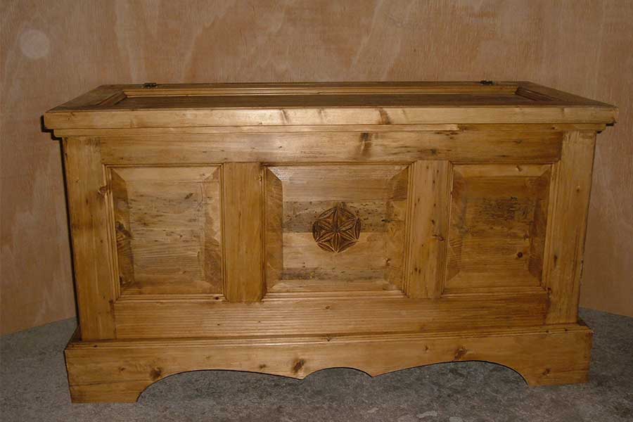 Hand-carved Tre Cime di Lavaredo chest