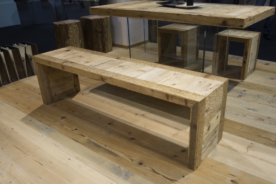 Sella Ronda handcrafted bench in old wood