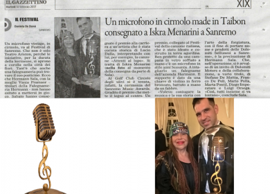 SANREMO MUSIC AWARDS: PREMIO ALLA CARRIERA PER ISKRA MENARINI CONSEGNATO DA HERMANN